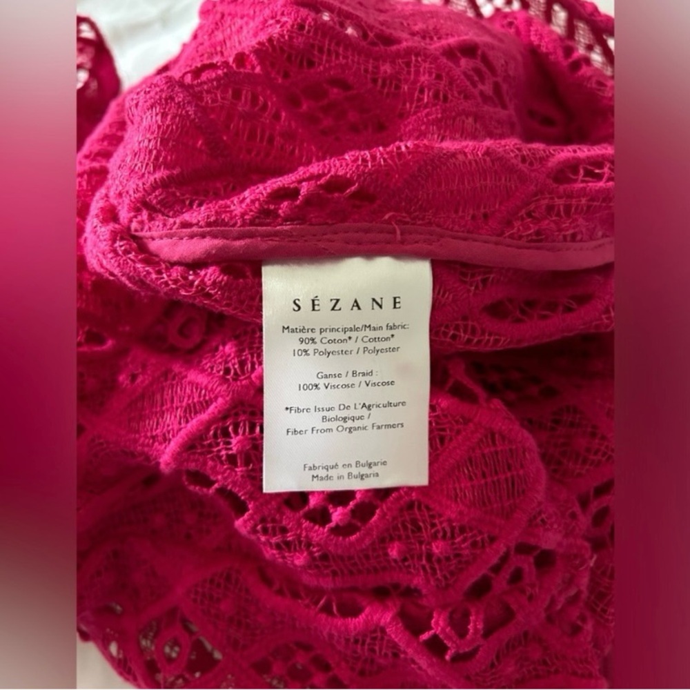 SEZANE Elegant Pink Lace Women's Top - Picture 7 of 9